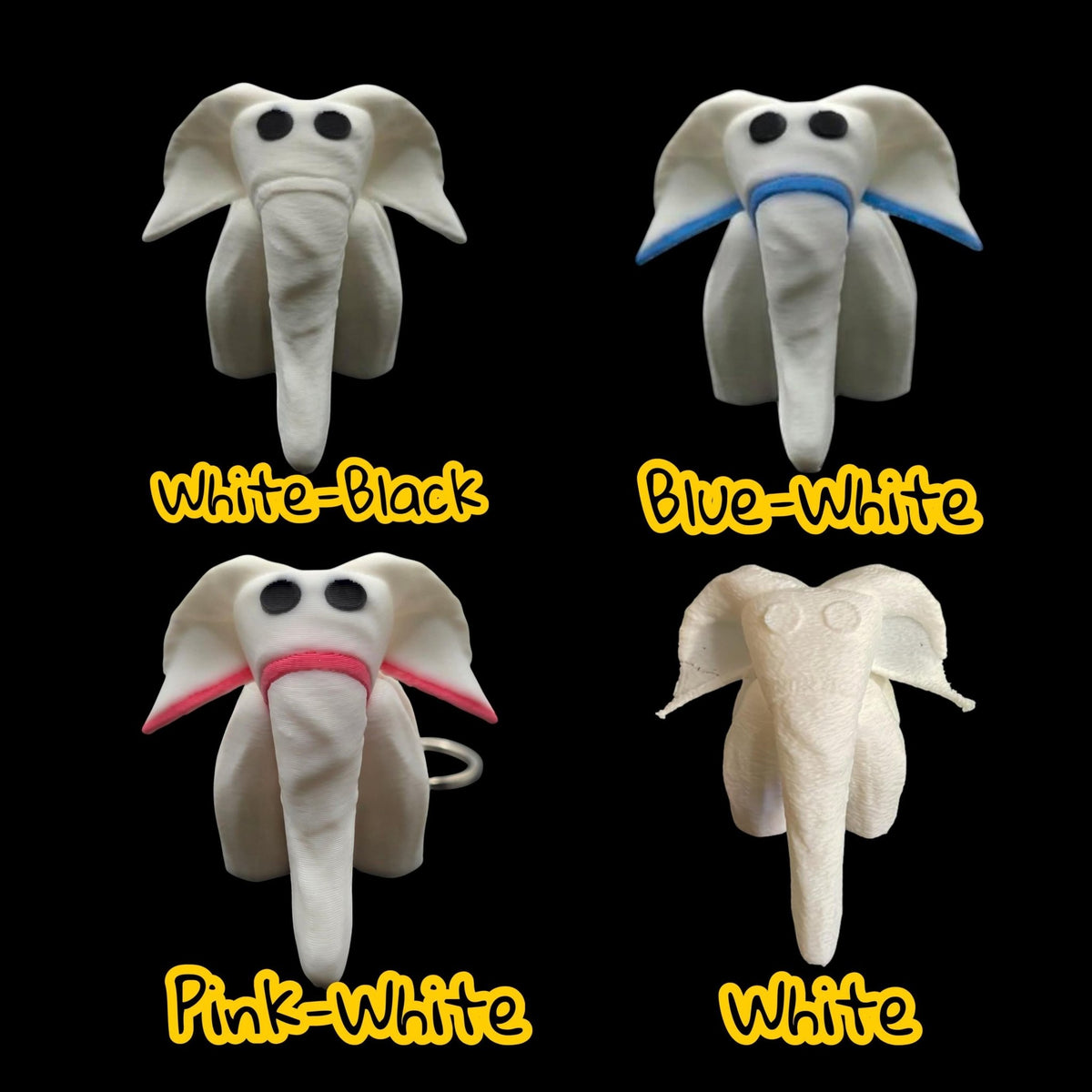 4 Different White Elephant Towel Animal Keychain Cruise Lines Souvenir Travel Accessory Vacation - JM Designs