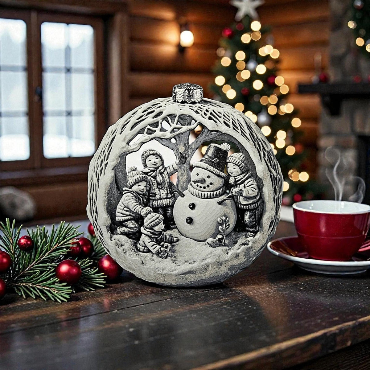 Christmas Snowman Ornament Holiday - JM Designs