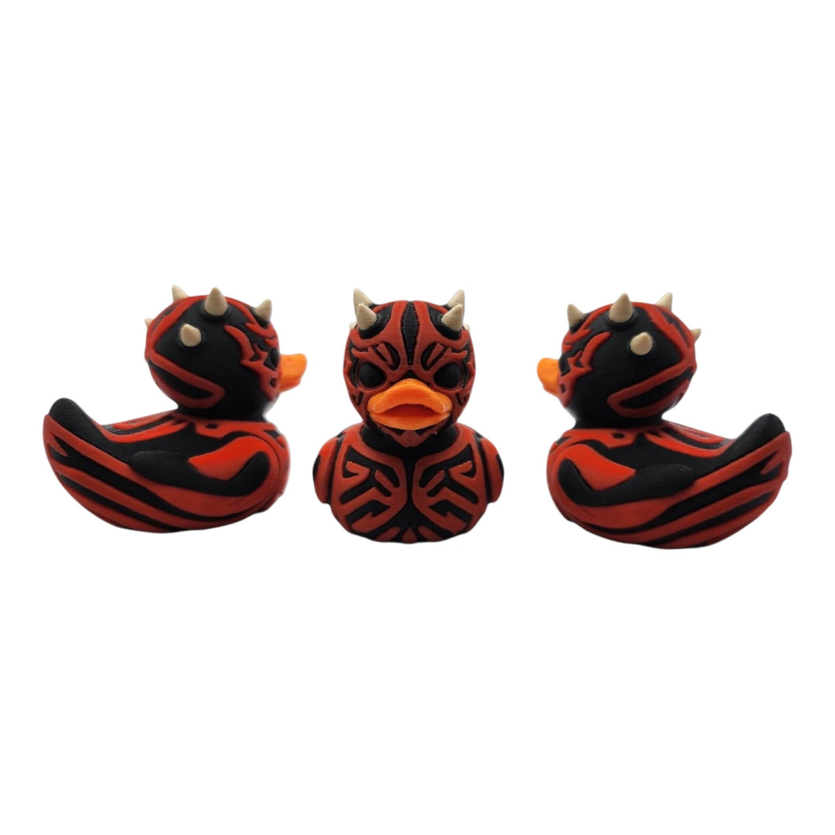 Darth Maul-inspired 3D printed red and black duck - view 2