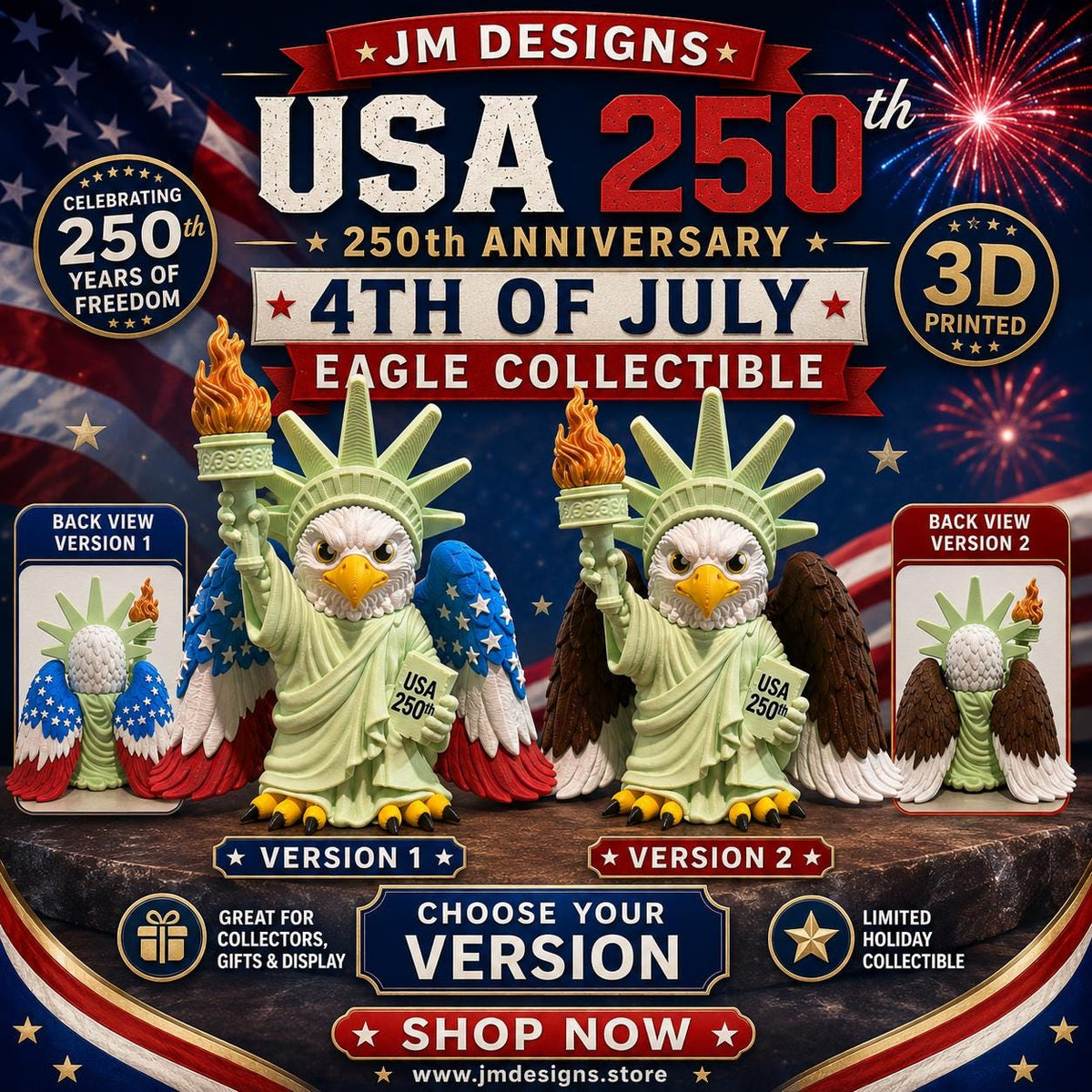 Eagle Statue of Liberty Figurine: 250th Anniversary Limited Edition Desk Pal Interdependence Day