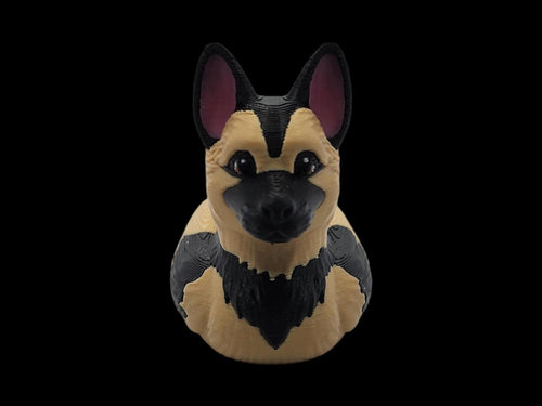 German Shepherd Duck 3D Printed Figure, Desk Ornament for Dog Lovers - JM Designs