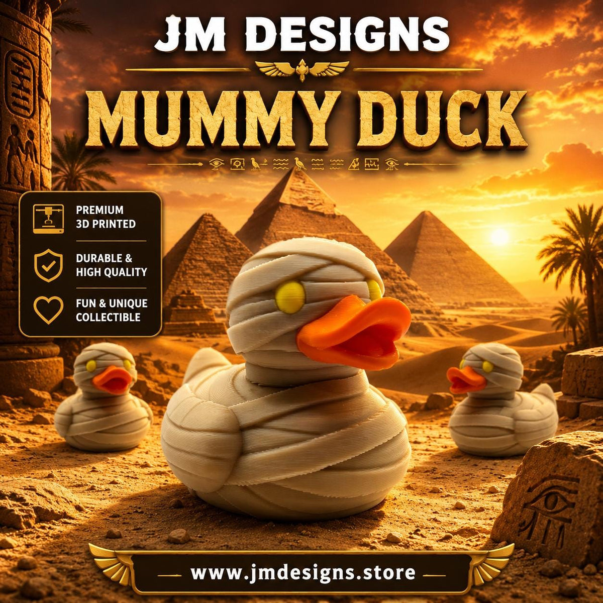 Halloween Mummy Duck Figurine Spooky Bandage Wrapped Egyptian - JM Designs-