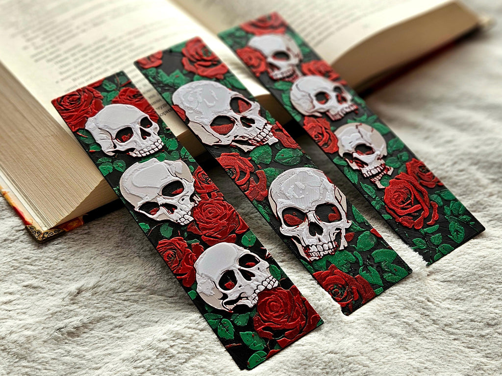 Dark Academia Bookmark Collection Gothic Skull Design Rose Floral Pattern Book Lover Essential Reading Accessories