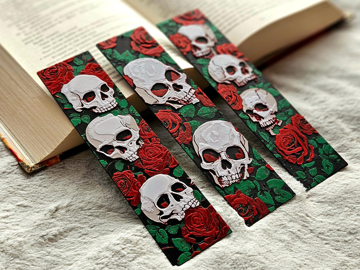 Dark Academia Bookmark Collection Gothic Skull Design Rose Floral Pattern Book Lover Essential Reading Accessories