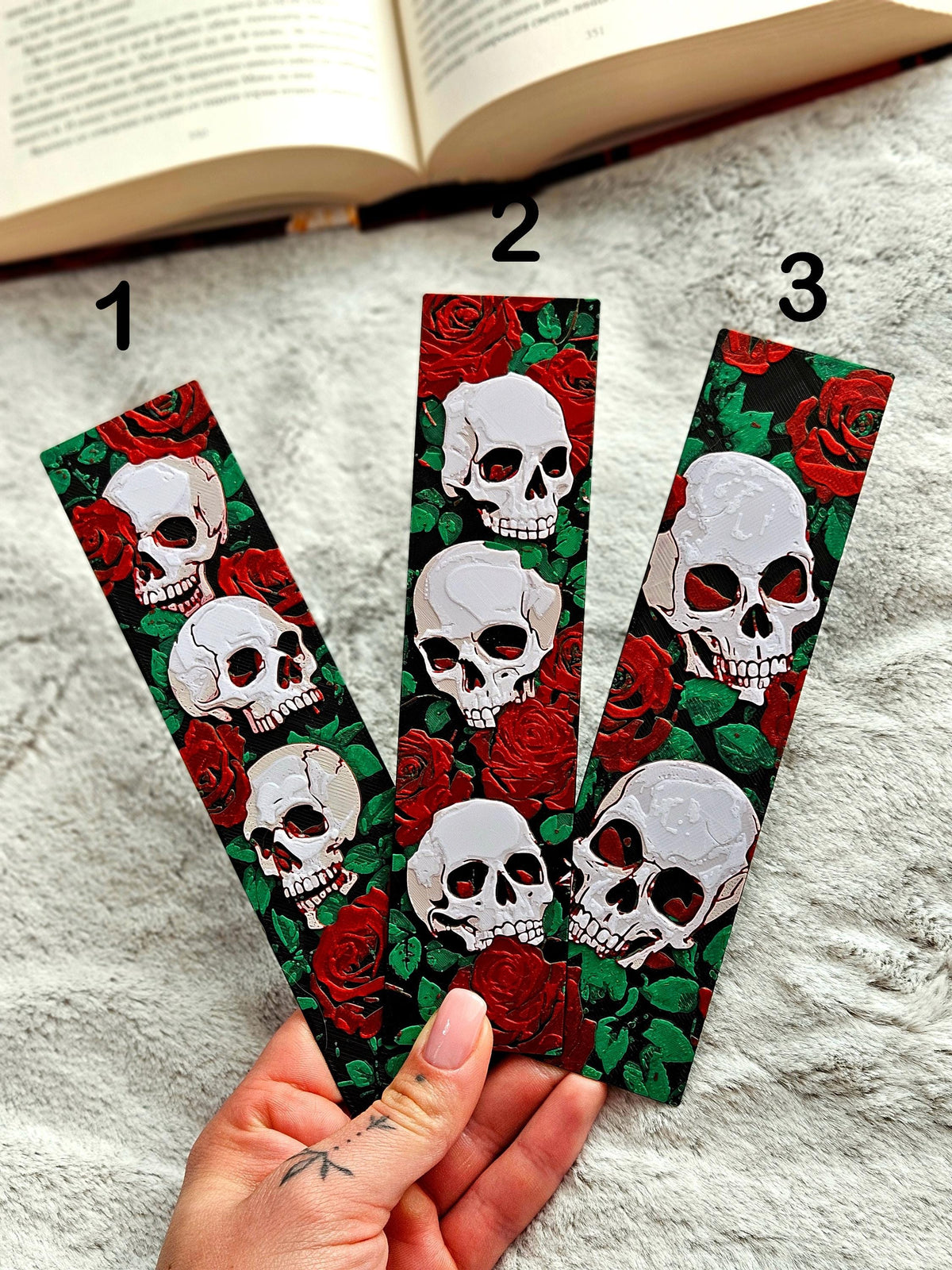 Gothic Skull Bookmark Set Dark Academia Collection Rose Floral Design Book Lover  Reading Accessories Halloween Theme