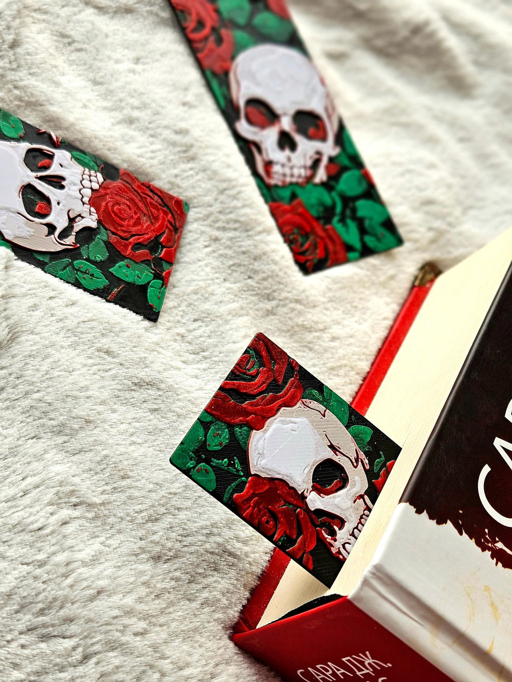 Gothic Skull Bookmark Set Dark Academia Collection Rose Floral Design Book Lover Gift Reading Accessories Halloween Theme