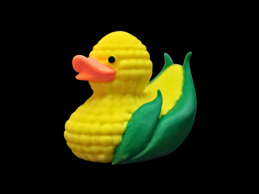 Decorative Corn Duck Figurine Farm Animal Collection Office Desk Accessory Yellow Body Design Green Husk Wings