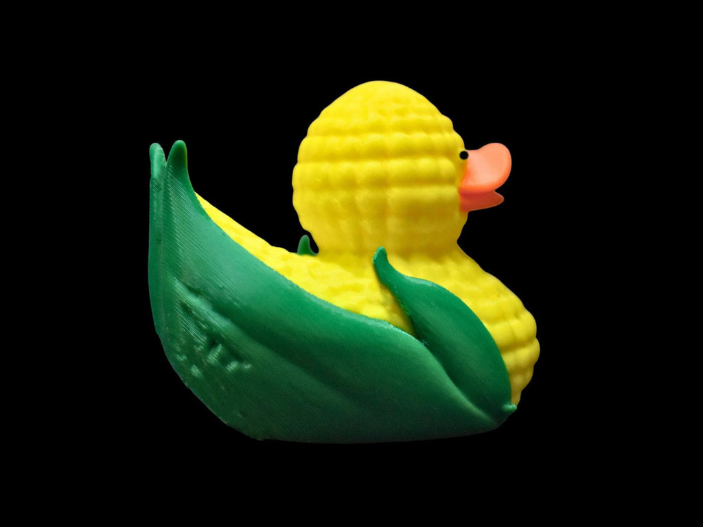 Yellow Duck Bath Toy Children Room Decor Farm Animal Collection Corn Design Figurine Decorative Accent Piece Unique Gift Idea