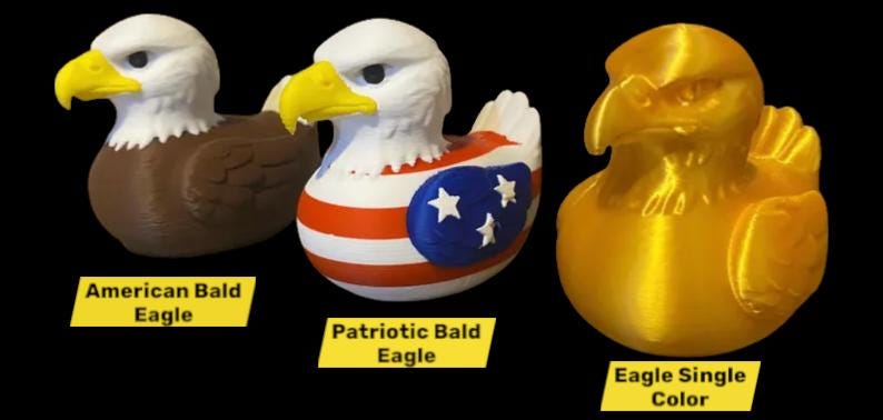American Flag Rubber Duck Patriotic Design Collection Eagle Head Detail Dashboard Display Item Waterproof Construction Vehicle Decoration Gift Jeep Ducking Tradition Cruise Line Souvenir Premium Quality Build Special Edition Display Piece royal caribbean cruise ducks