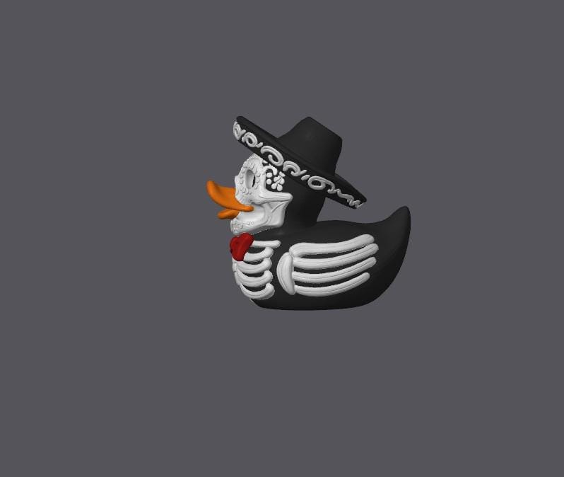 Mariachi Skeleton DuckGhost DuckDay of Dead Rubber Duck for Jeep Cruises3D Printed Halloween Duck with Black SombreroSpooky Scary Custom DuckSkull Inspired Jeep DuckWaterproof ConstructionPerfect for Ducking and Cruise Ducking