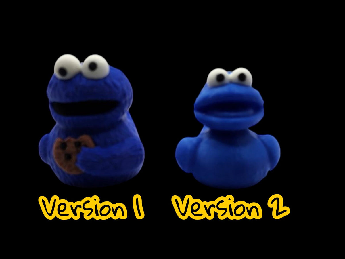 Cookie Monster Duck Car Dashboard Decoration Blue Rubber Toy Sesame Street Character Novel Gift Bathroom Decor Item