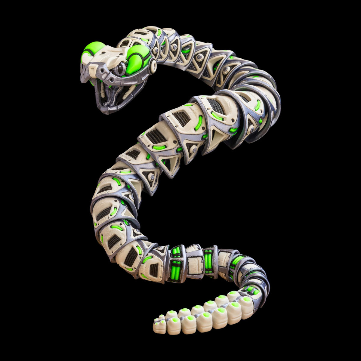 Articulated Robo-Rattler Snake Figure Desk Toy Model Realistic Reptile Display Piece  Bendable Design Item Fidget Stress