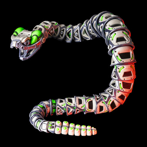 Articulated Robo-Rattler Snake Figure Desk Toy Model Realistic Reptile Display Piece Bendable Design Item Fidget Stress