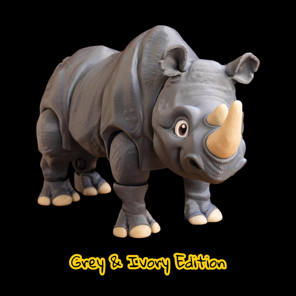 Articulated Rhinoceros Toy Animal Figure Joint Design Desk Decoration Display Piece Collectible Item Grey Model Safari