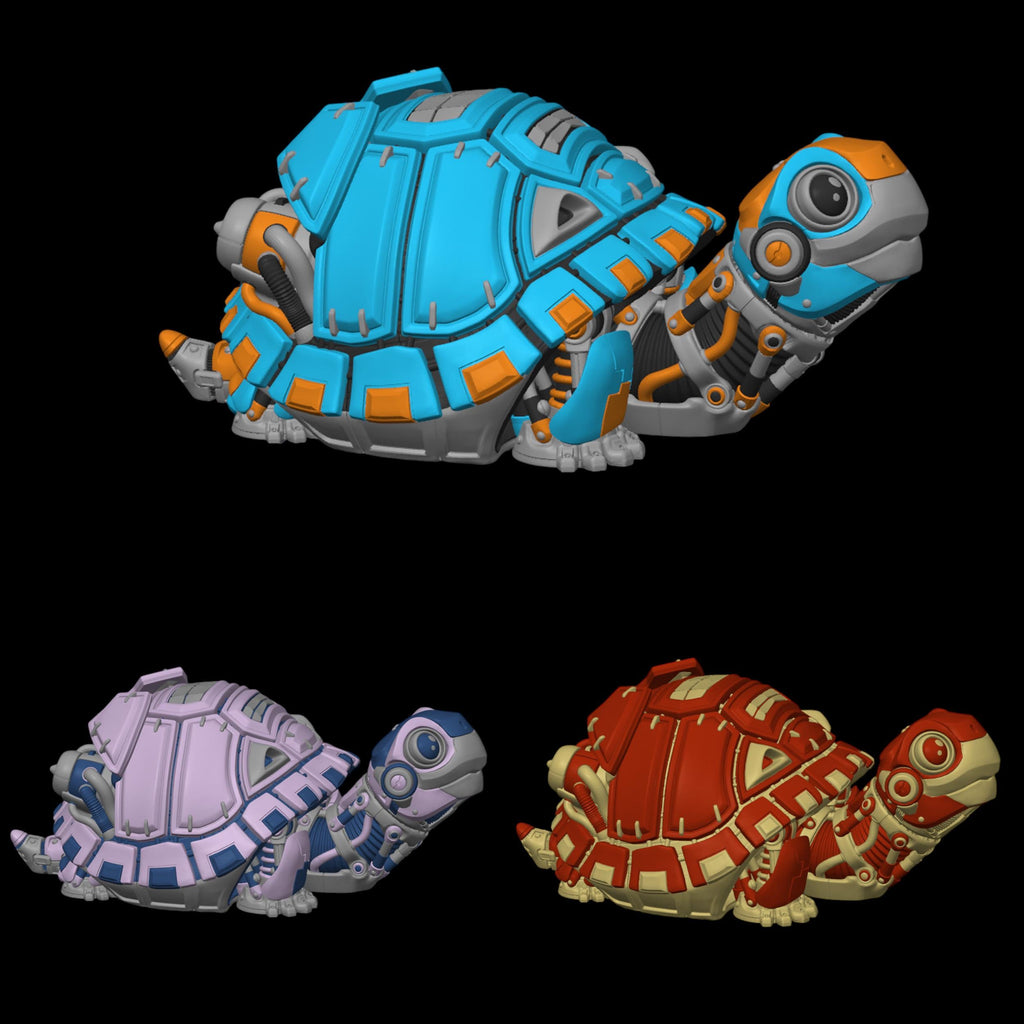 Unique Desktop Accent 3D Printed Tortoise Display Articulated Wildlife Design Modern Office Decoration Tech Inspired
