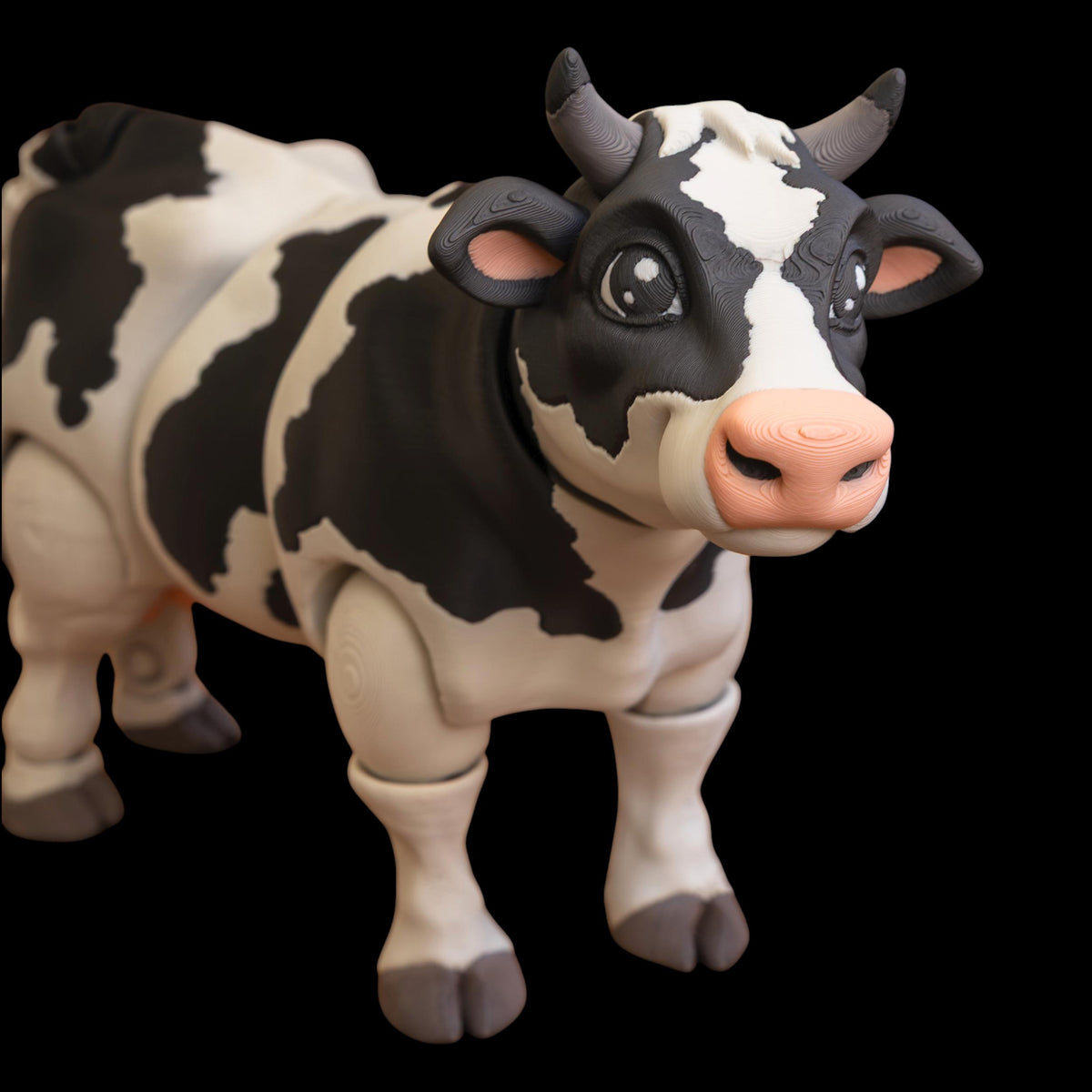 Holstein Cow Figurine Collectible Desk Decoration Black White Pattern Farm Animal Display Articulated Design Movable Joints