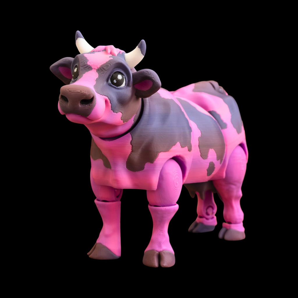 Articulated Holstein Cow Toy Farm Animal Figure Collectible Desk Decoration Black White Holstein Cow Figurine Movable Joint