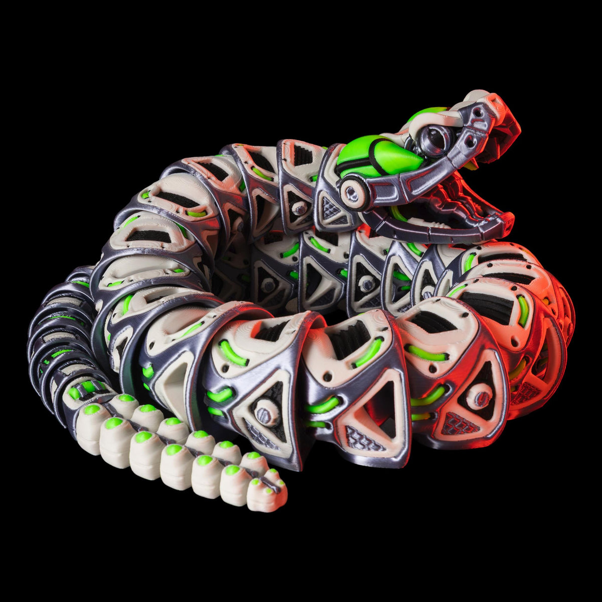 Articulated Robo-Rattler Snake Figure Desk Toy Model Realistic Reptile Display Piece  Bendable Design Item Fidget Stress