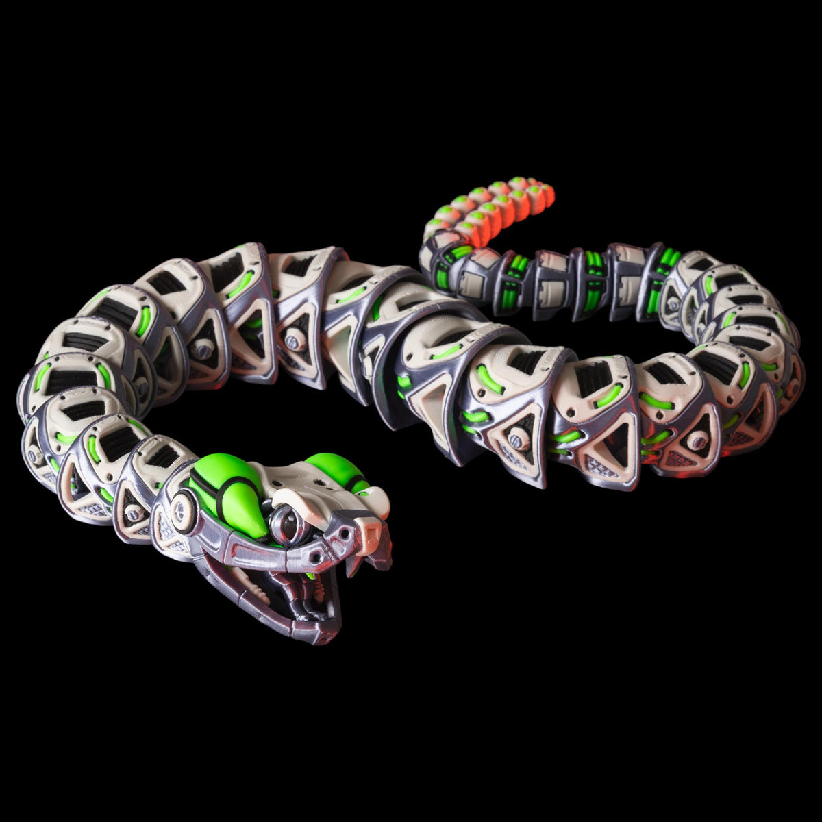 Articulated Robo-Rattler Snake Figure Desk Toy Model Realistic Reptile Display Piece Bendable Design Item Fidget Stress