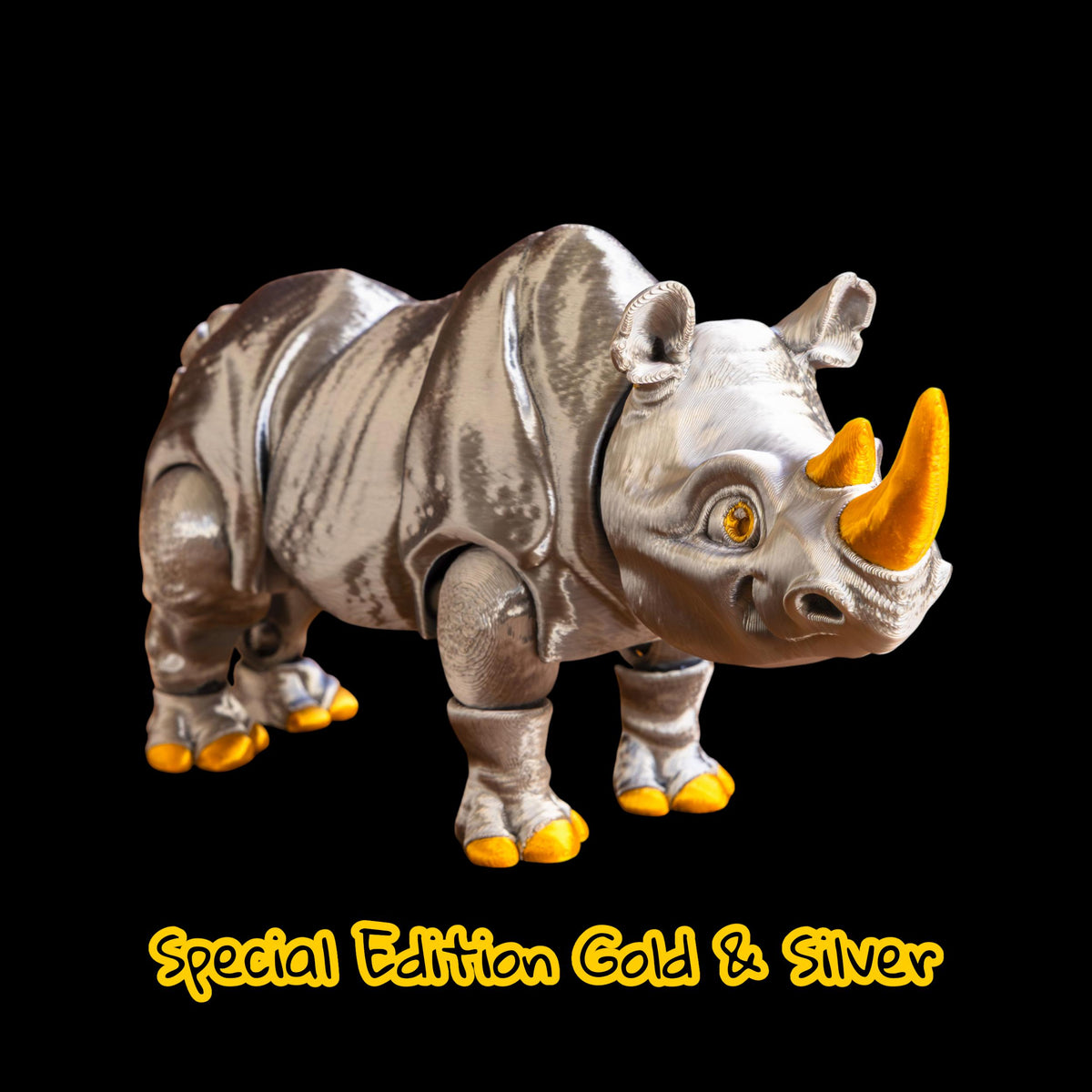 Articulated Rhinoceros Toy Animal Figure Joint Design Desk Decoration Display Piece