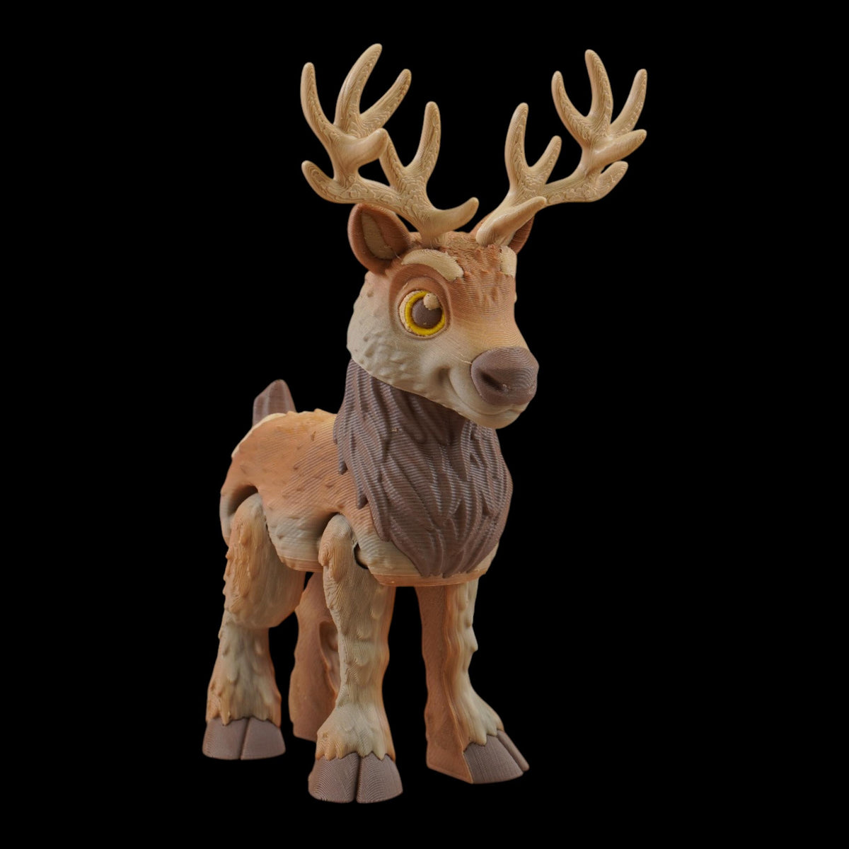 3D Printed Reindeer Articulated Figure Bendable Toy Christmas Decoration Premium PLA Material Movable Parts Design Festive Desk Ornament Holiday Gift Collection Winter Display Santa Character Theme Collectible Animal Set Three Different