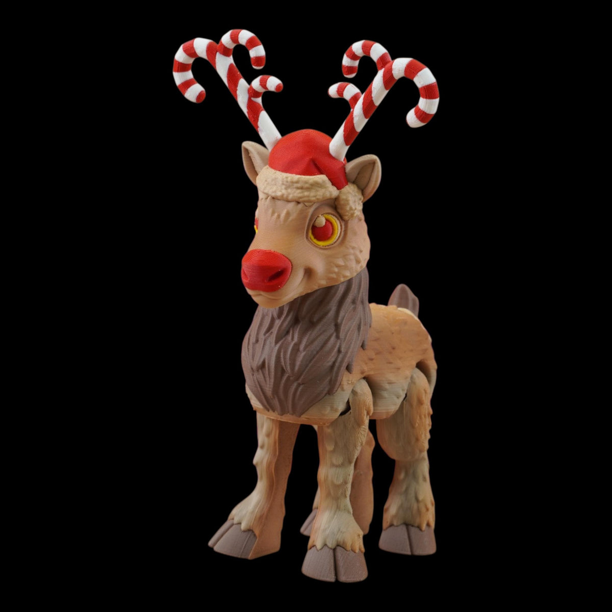 Holiday Gift Articulated Reindeer Toy Perfect Stocking Stuffer Christmas Desk Ornament Bendable Figurine 3D Printed Collection Festive Winter Display Movable Deer Design Santa Character Theme Premium Quality Material Three Different Styles