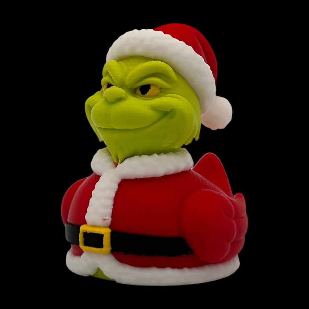 Holiday Gift Idea Grinch Duck Figurine Perfect Present Christmas Collector Item Green Character Santa Outfit Whimsical Design