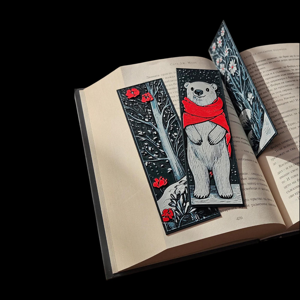 Christmas Gift Readers Winter Bookmark Collection Polar Bear Design Holiday Theme Decoration Stocking Stuffer Idea Bookish Present Winter Reading Accessory Page Marker Set Book Enthusiast Gift Premium Quality Construction Festive Season
