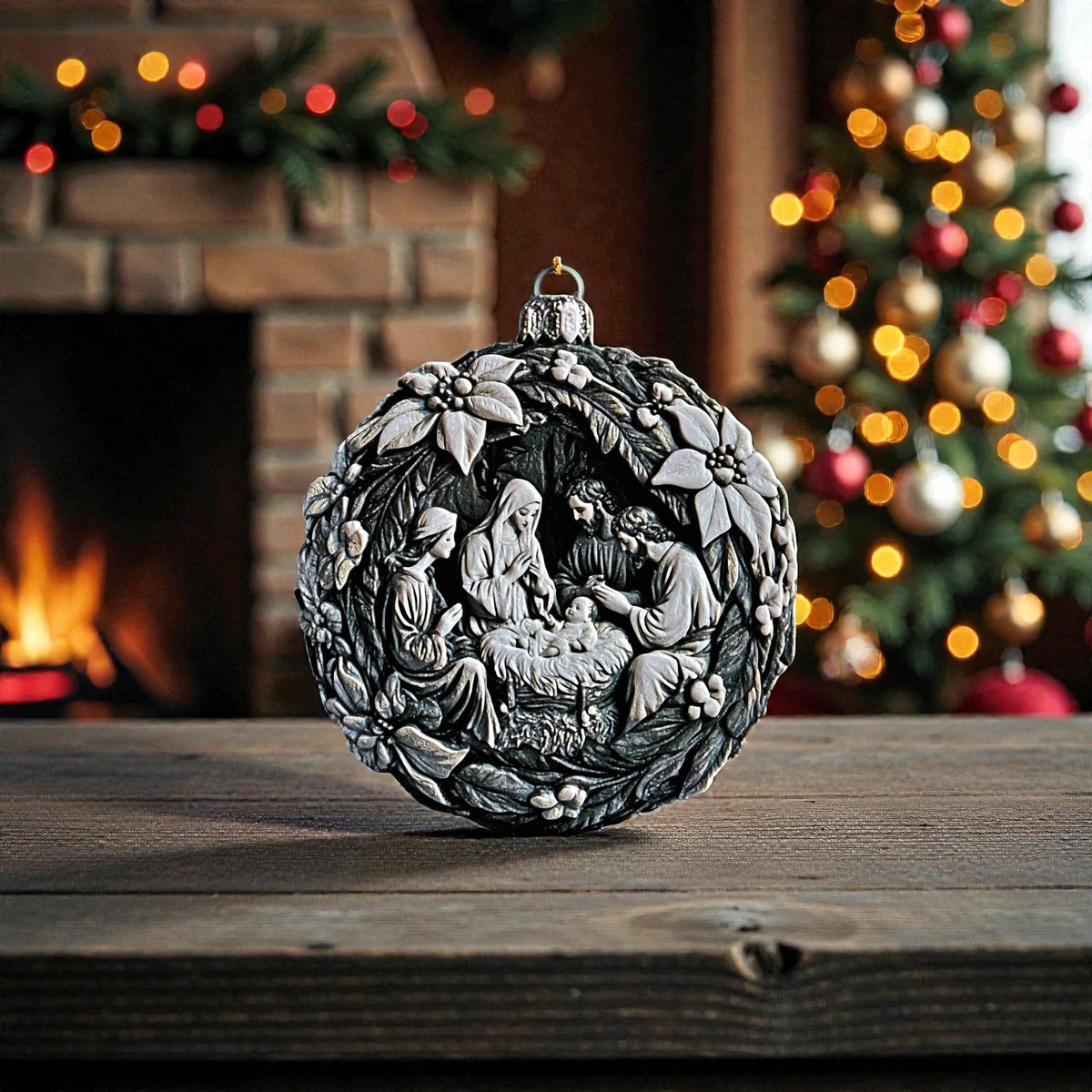 Christmas Gift Idea Holy Family Ornament Religious Nativity Display Tree Hanging Decoration Modern Minimalist Design Christian Holiday Present Premium Quality Construction 3D Printed Artwork Jesus Birth Scene Festive Home Decor Traditional