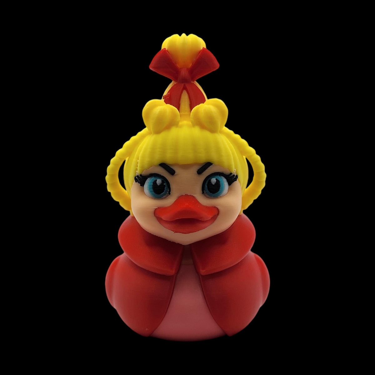 Cindy Lou Duck Christmas Decoration Holiday Bath Toy Collectible Whoville Character Red Rubber Miniature Figure Grinch