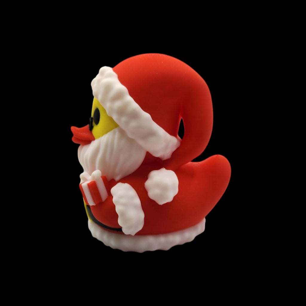 Novelty Gift Duck Christmas Figurine Santa Claus Character Yellow Body Holiday Decoration Desktop Ornament Cute Collectible Item Office Accessory Winter Season Display Festive Decoration 3D Printed Design Premium Material Construction Red