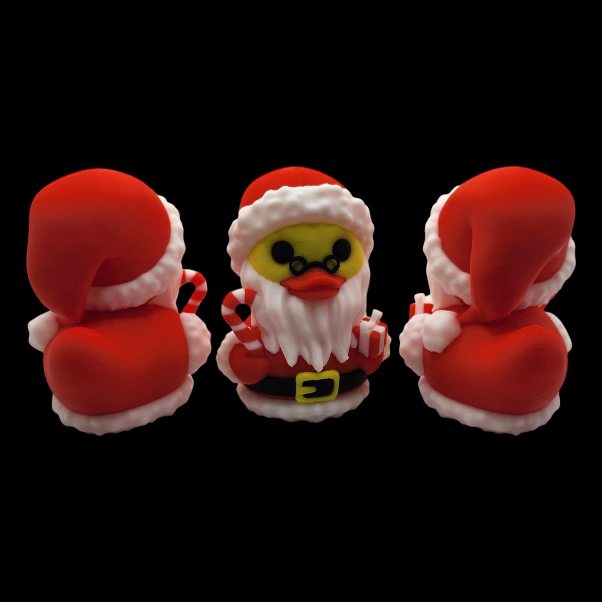 Christmas Duck Figurine Santa Red, White & Black Holiday Ornament Festive Display