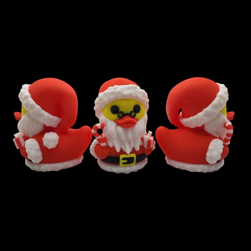 Christmas Duck Figurine Santa Red, White & Black Holiday Ornament Festive Display