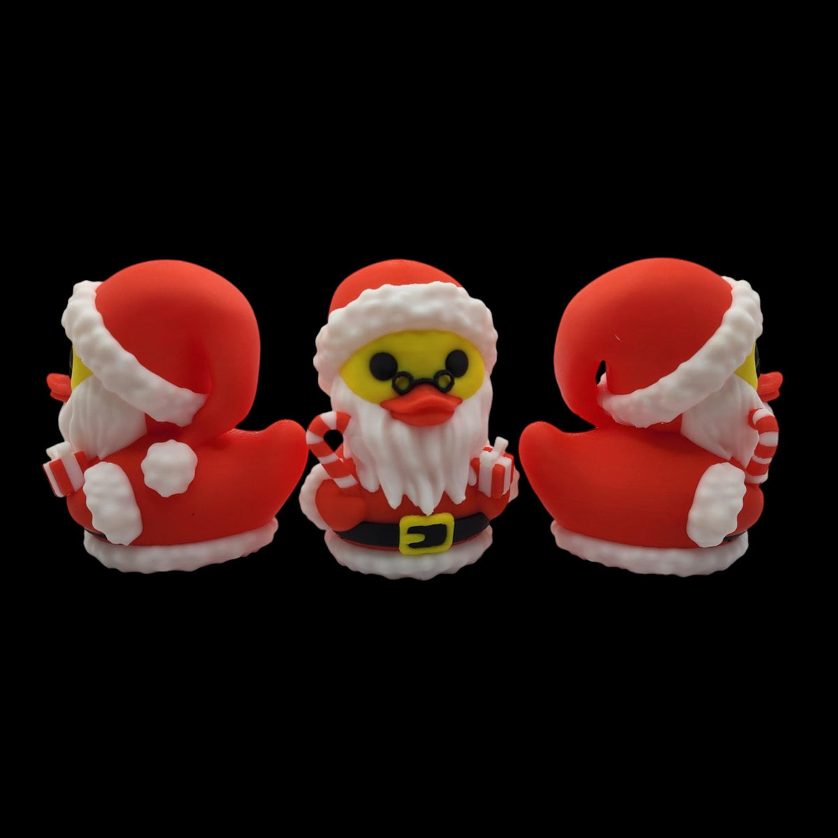 Christmas Duck Figurine Santa Red, White & Black Holiday Ornament Festive Display