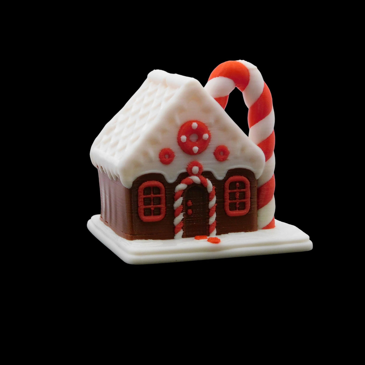 Traditional Christmas Decoration Gingerbread House Ornament Winter Holiday Display Santa Design Festive Tabletop Decor Miniature House Collection Tree Hanging Ornament 3D Printed Construction Premium Quality Material Brown Red White Color