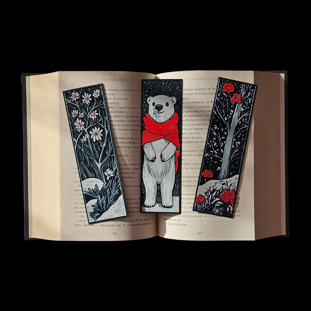 winter bookmark set, set polar bear, bear bookmark design, design christmas gift, gift book reader, reader holiday accessory, accessory winter reading, reading page marker, marker seasonal bookish, bookish christmas present, present stocking stuffer, stuffer winter decoration