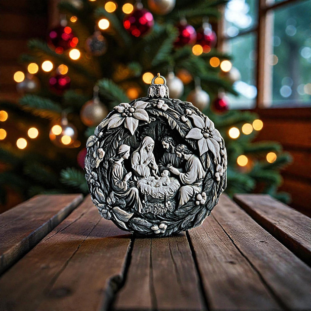 Nativity Christmas Ornament Holy Family Decoration Religious Display Modern Scene Tree Hanging Gift Christian Holiday Minimalist Design Jesus Birth Scene Premium Quality Construction 3D Printed Artwork Festive Home Decor Traditional Story