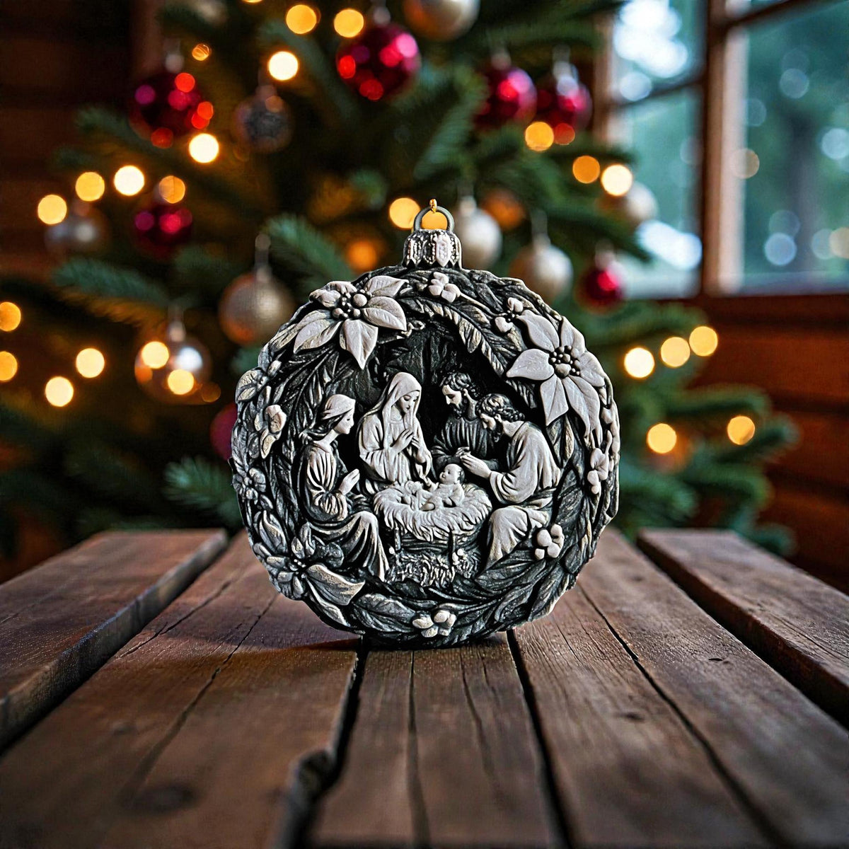 Nativity Christmas Ornament Holy Family Decoration Religious Display Modern Scene Tree Hanging Gift Christian Holiday Minimalist Design Jesus Birth Scene Premium Quality Construction 3D Printed Artwork Festive Home Decor Traditional Story