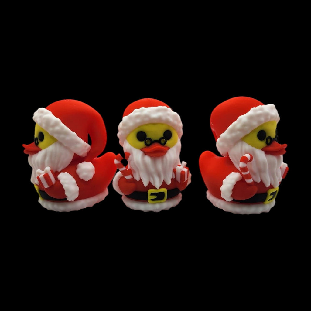 Christmas Duck Figurine Santa Red, White & Black Holiday Ornament Festive Display
