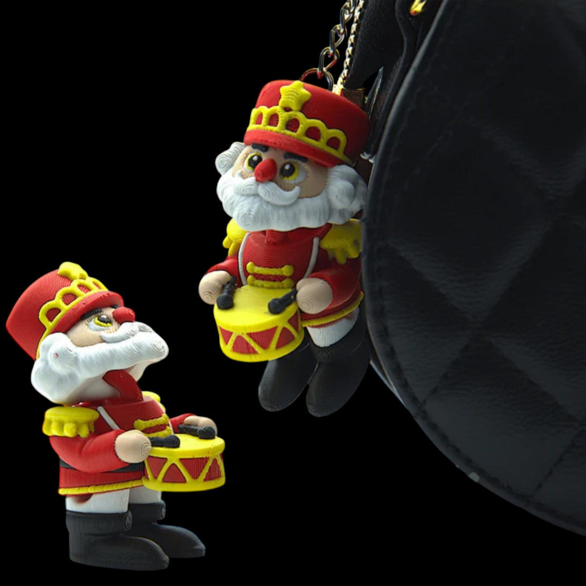 Keychain Accessory Articulated Nutcracker Design Movable Santa Figure Christmas Gift Holiday Present Festive Decoration Portable Size Bag Charm Key Ring Addition Winter Celebration Traditional Character Miniature Collectible Handmade