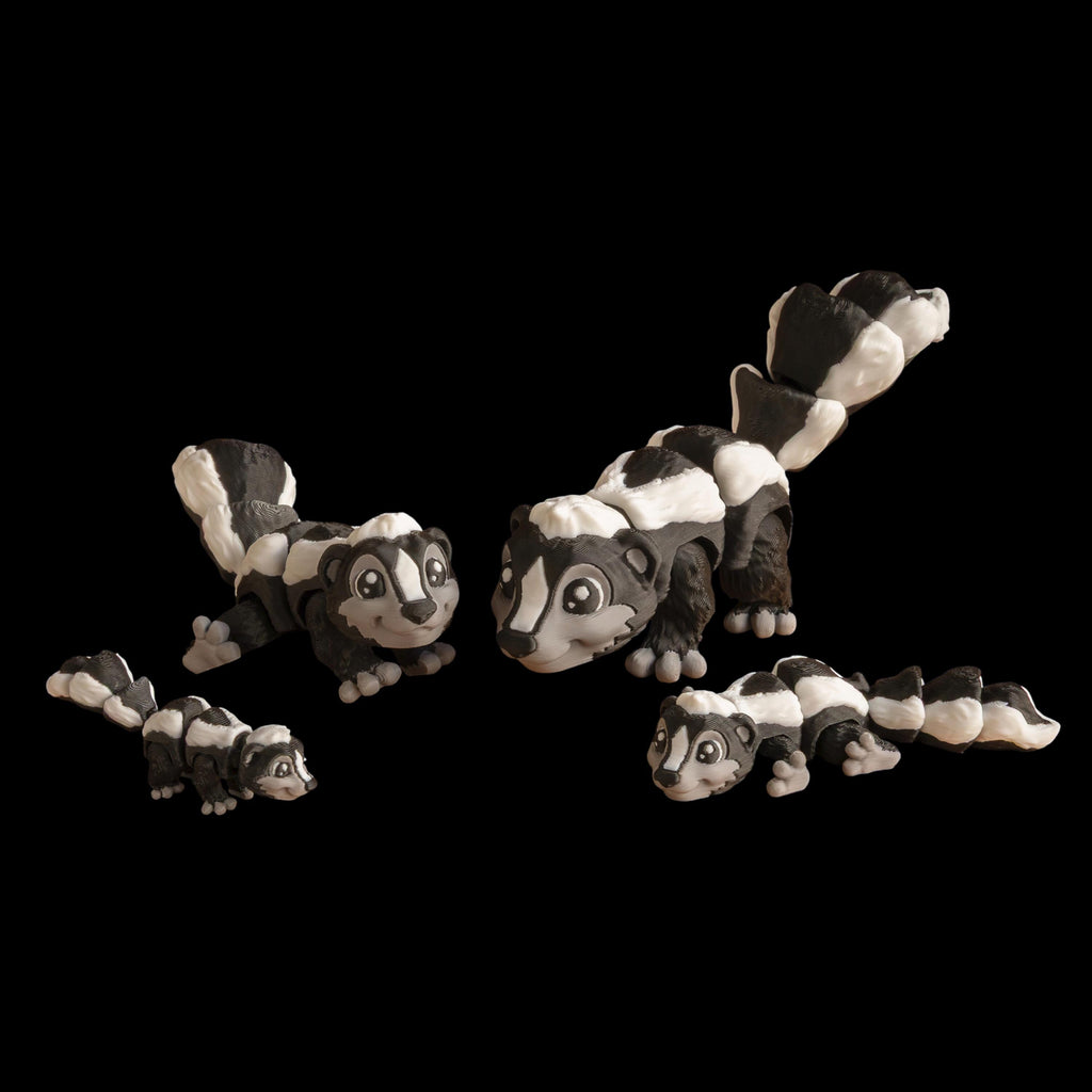 Cartoon Skunk Figure Black White Design Articulated Animal Toy Posable Joints Movable Parts Desktop Decoration Office Accessory Playful Character Model 3D Printed Figure Multiple Sizes Available Mini Small Medium Large Collector Item Unique