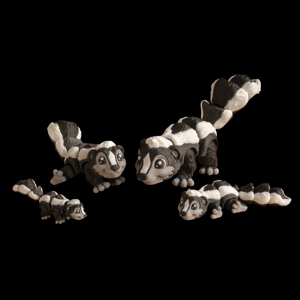 Cartoon Skunk Figure Black White Design Articulated Animal Toy Posable Joints Movable Parts Desktop Decoration Office Accessory Playful Character Model 3D Printed Figure Multiple Sizes Available Mini Small Medium Large Collector Item Unique