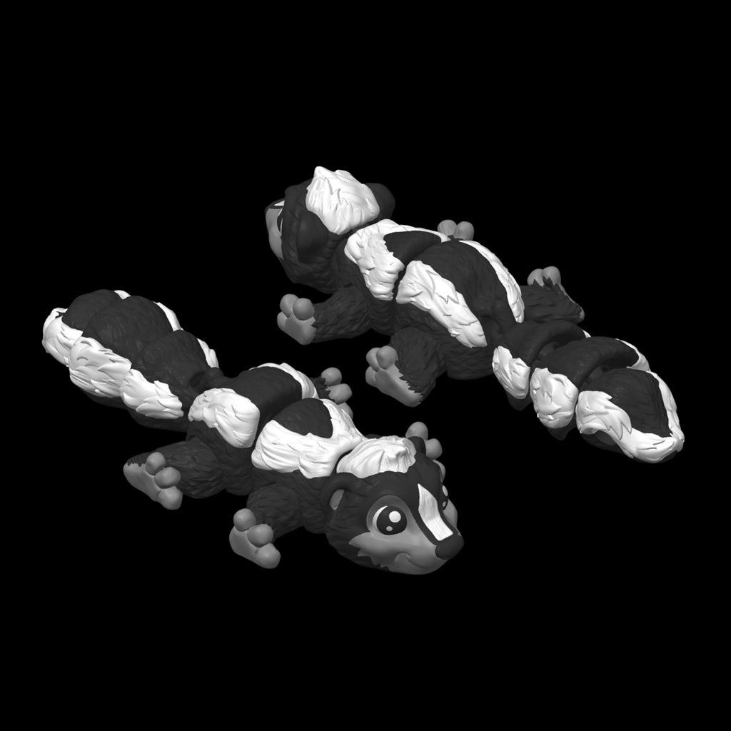 Fidget Toy Stress Relief Articulated Skunk Sensory Aid ADHD Tool Posable Joints Movable Parts Office Accessory Desk Decoration Animal Figure Black White Design 3D Printed Model Multiple Sizes Available Mini Small Medium Large Interactive