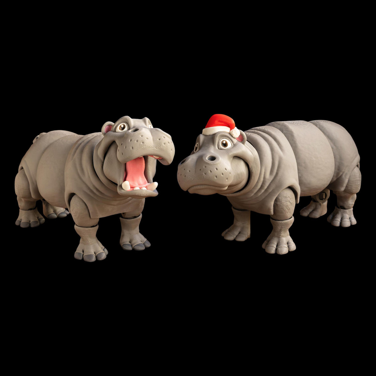 Articulated Hippo Figure Flexible Joints Movable Mouth Design Premium Quality Construction PLA Plus Material Three D Printed Animal Model Unique Desk Accessory Fun Interactive Toy Holiday Gift Idea Perfect Stocking Stuffer Christmas Present