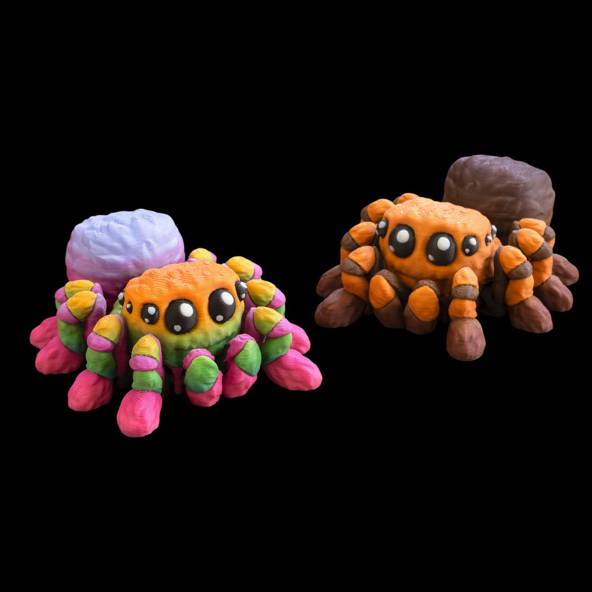 Articulated Spider Figurine 3D Printed Design Poseable Legs Cute Eyes Desktop Accessory Halloween Decoration Tabletop Display Colorful Options Miniature Creature Collection Premium PLA Material Movable Parts Unique Gift Idea Office Decor