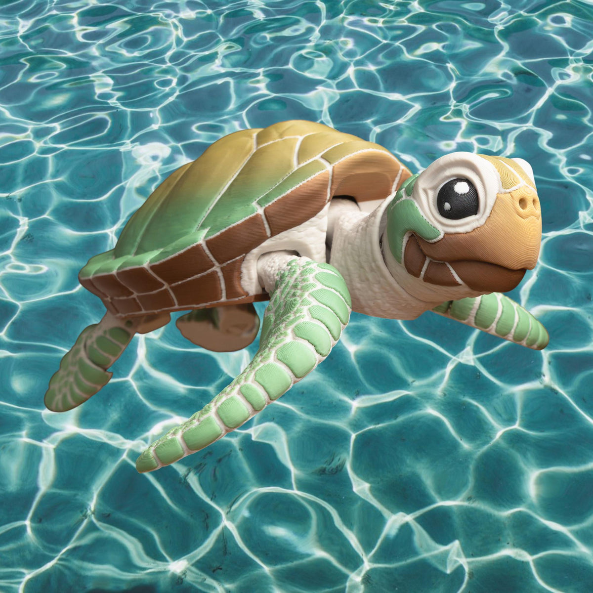 3D Printed Turtle Desk Ornament, Articulated Marine Decoration with Custom Colors
