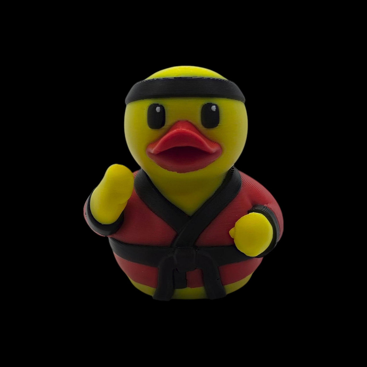 Karate Duck Figurine Martial Art Decoration Desk Accessory Small Figure Cute Fighter Black Belt Combat Collectible Item