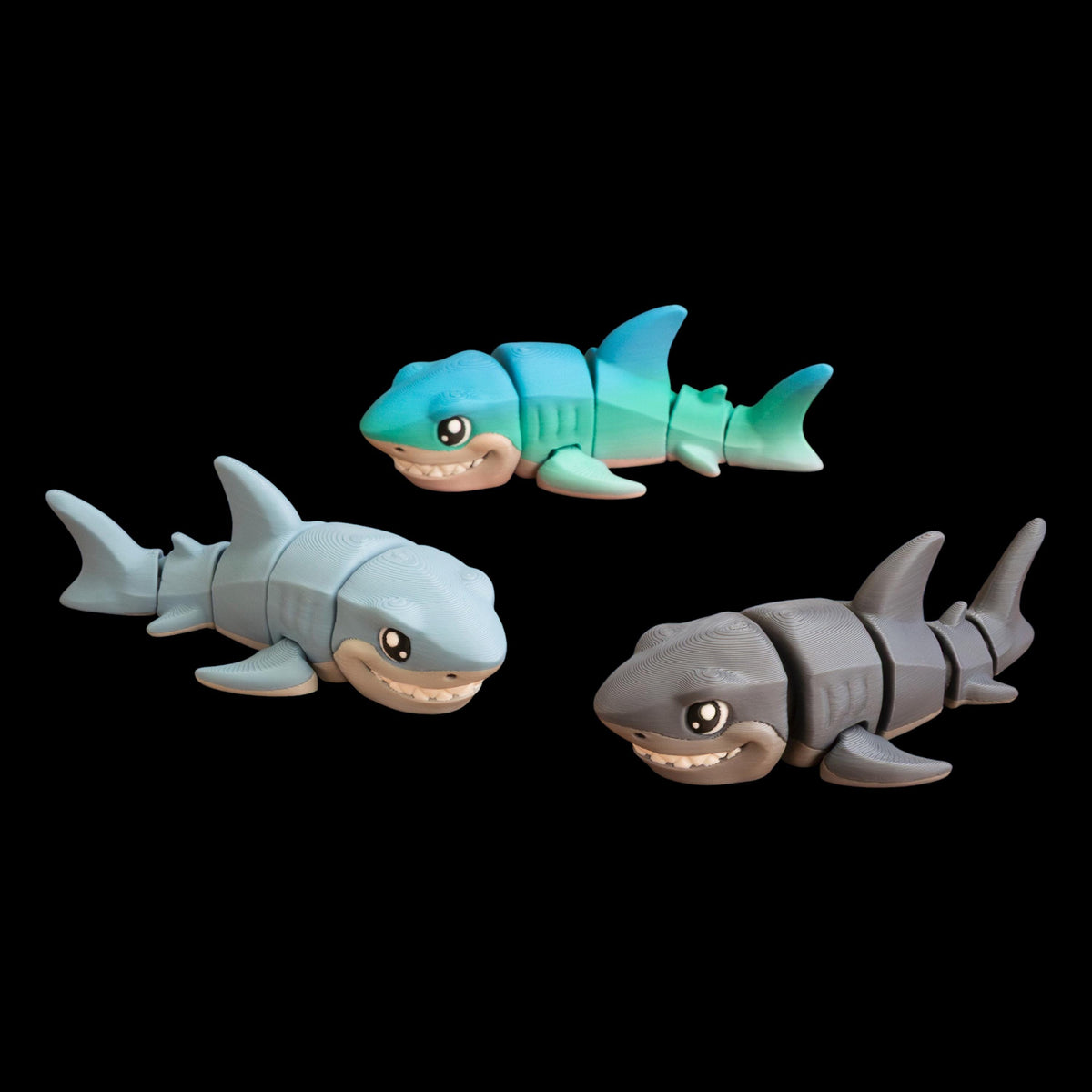 Interactive Fidget Toy Articulated Shark Design Posable Marine Animal Great White Figurine Multiple Movable Joints Premium PLA Construction Desktop Size Display Office Accessory Decoration Ocean Creature Collection Detailed Shark Model