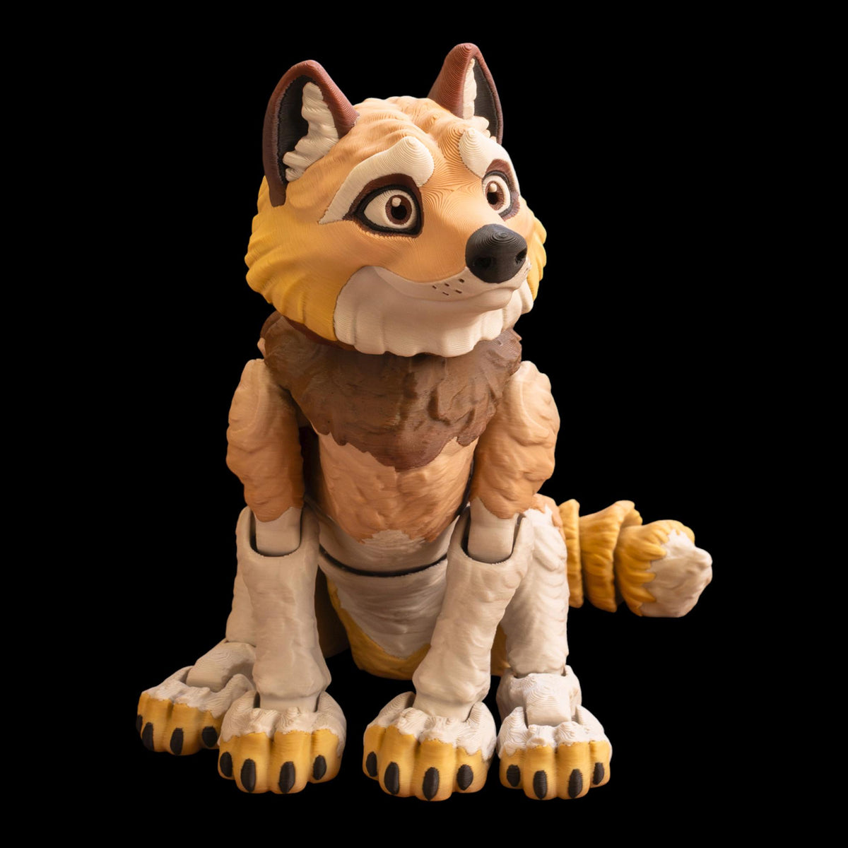 Articulated Wolf Figurine, 3D Printed Desk Accessory with Movable Joints