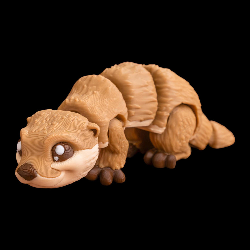 3D Printed Otter Model PLA Material Construction Mini Wildlife Figurine Articulated Design Movable Limbs Feature Desk